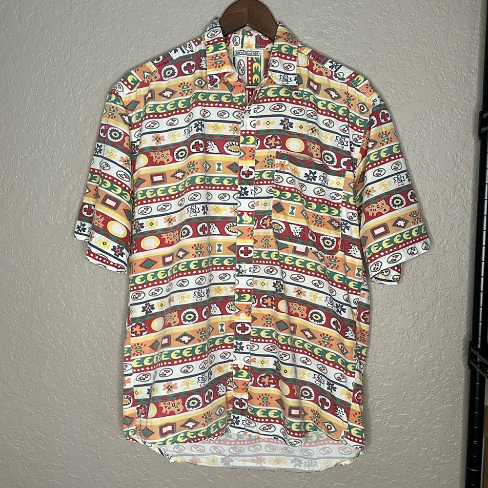 S. Oliver southwest colors funky print short sleeve button down